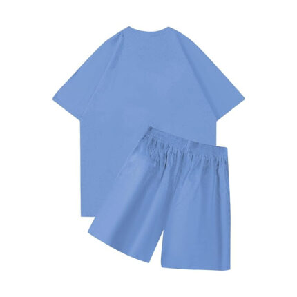 Nofs Sky Blue Summer Set: Chic sky blue t-shirt and shorts ensemble for effortless summer style.